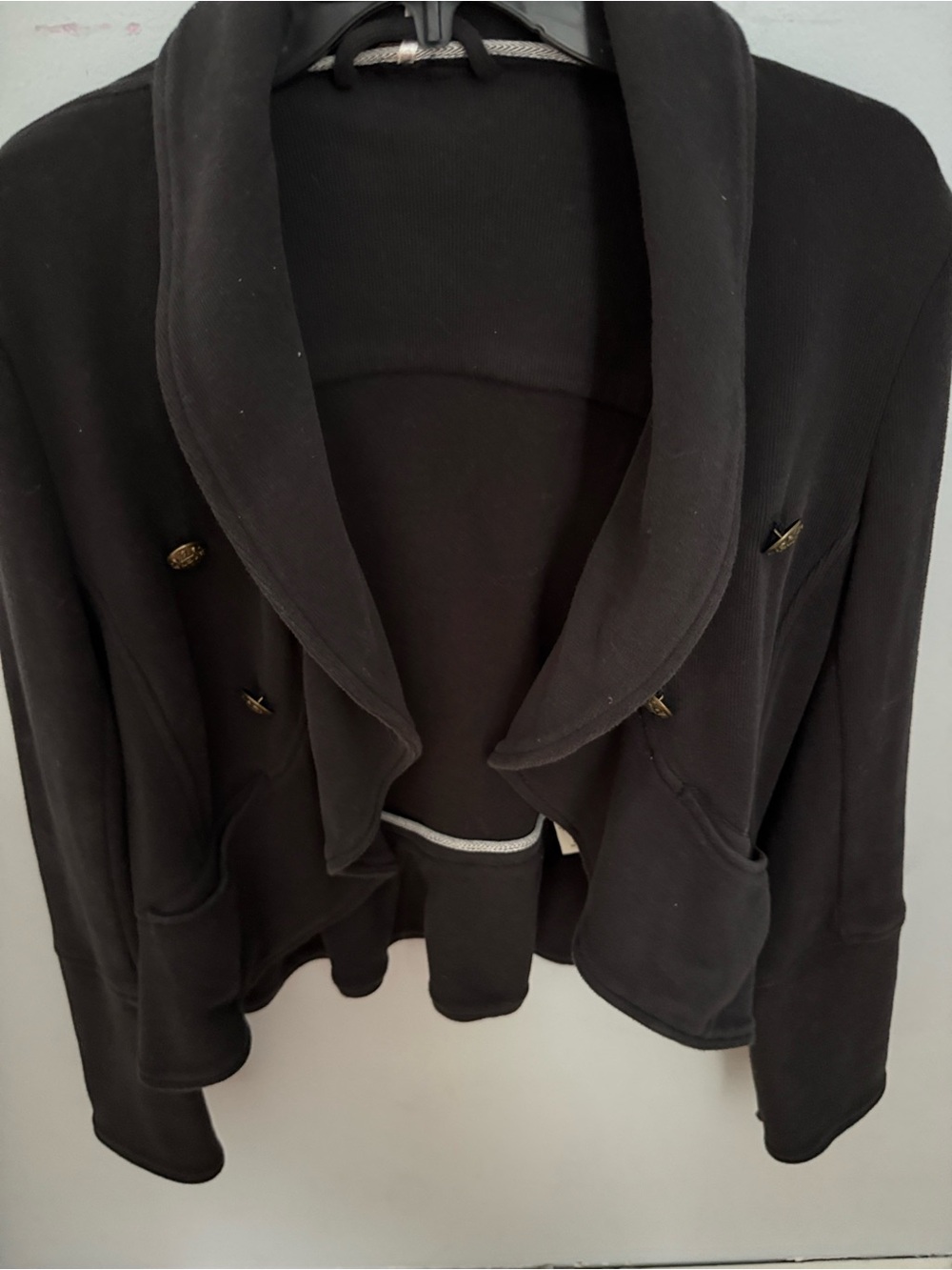 Free people Women’s Black Draped Open-Front military styled Jacket